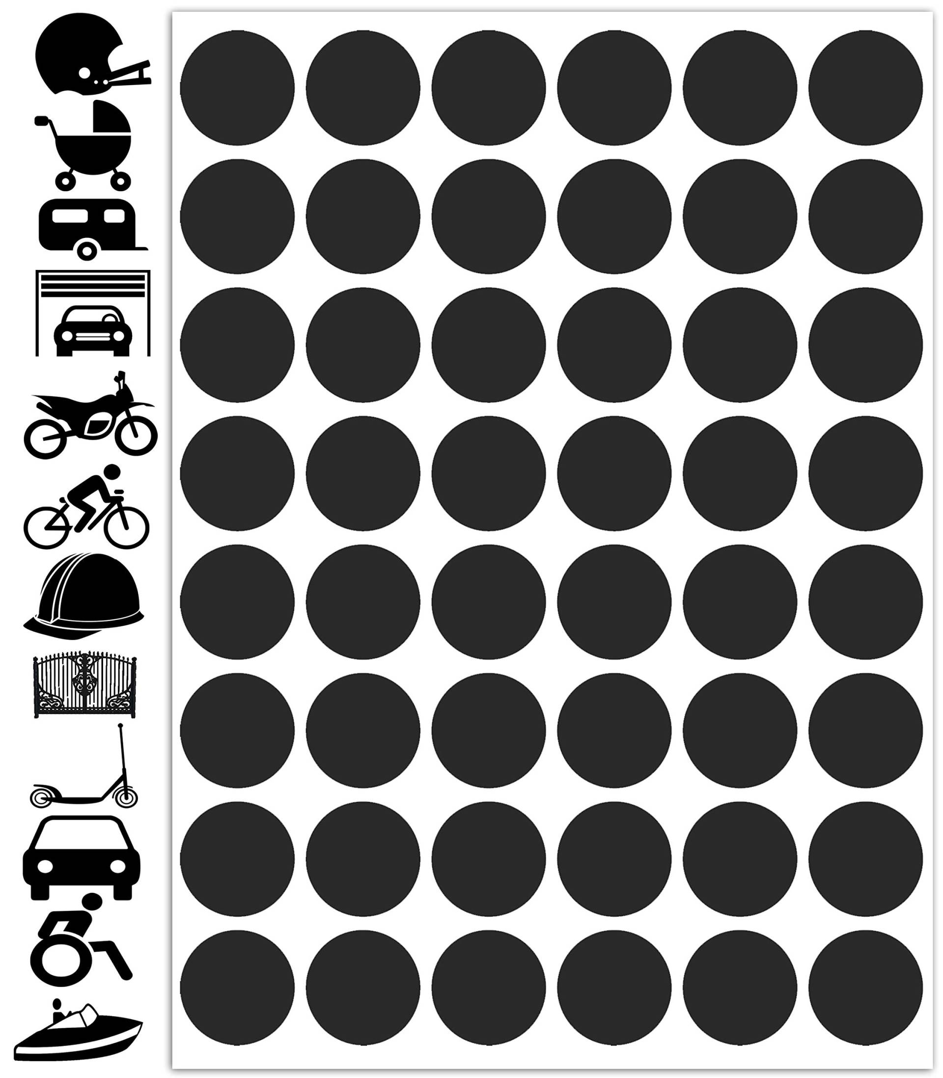 Biomar Labs® Reflektoren Reflektierende Aufkleber Reflexfolie Schwarz Stickers Set (48 Stück) Selbstklebend Fahrrad Reflektierende Reflektor Sicherheitsaufkleber Felgenrandaufkleber D 62 von Biomar Labs