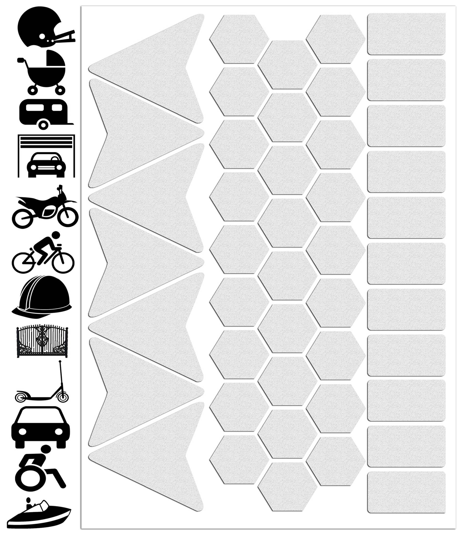 Biomar Labs® Reflektoren Reflektierende Aufkleber Reflexfolie Weiß Stickers Set (45 Stück) Selbstklebend Fahrrad Reflektierende Reflektor Sicherheitsaufkleber D 49 von Biomar Labs