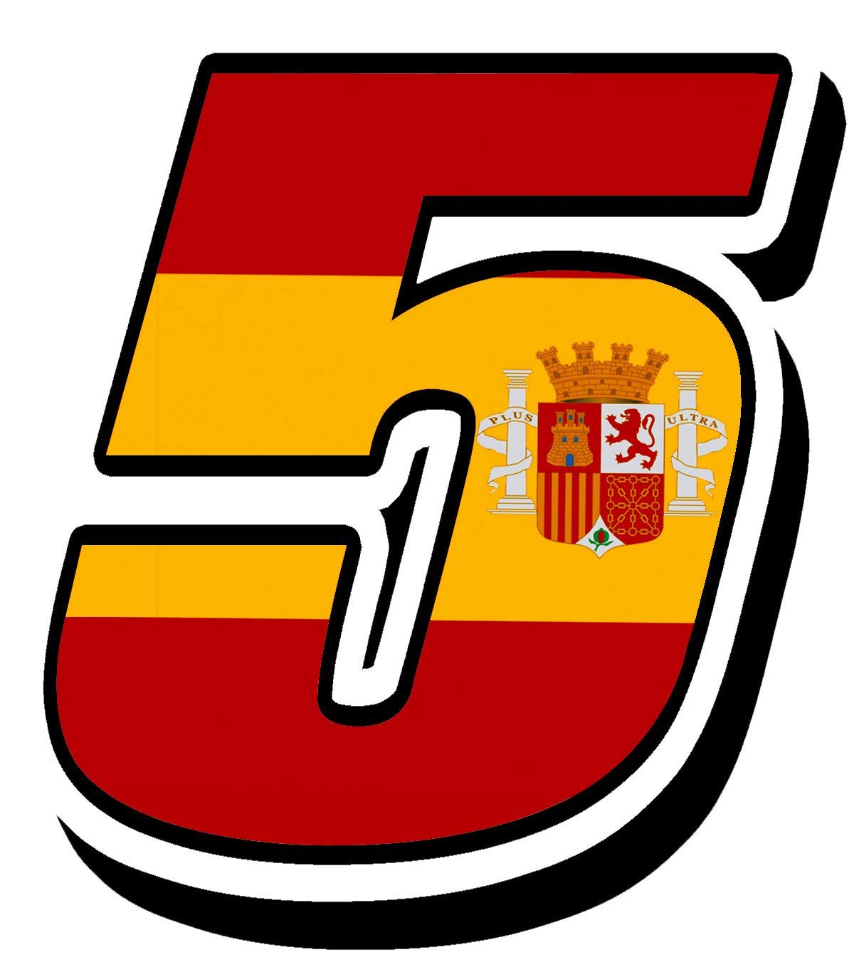 Biomar Labs® Startnummer Nummern Auto Moto Vinyl Aufkleber Spanien Spain Nationalflagge Flagge Sticker Motorrad Motocross Motorsport Racing Nummer Tuning 5, N 285Z von Biomar Labs