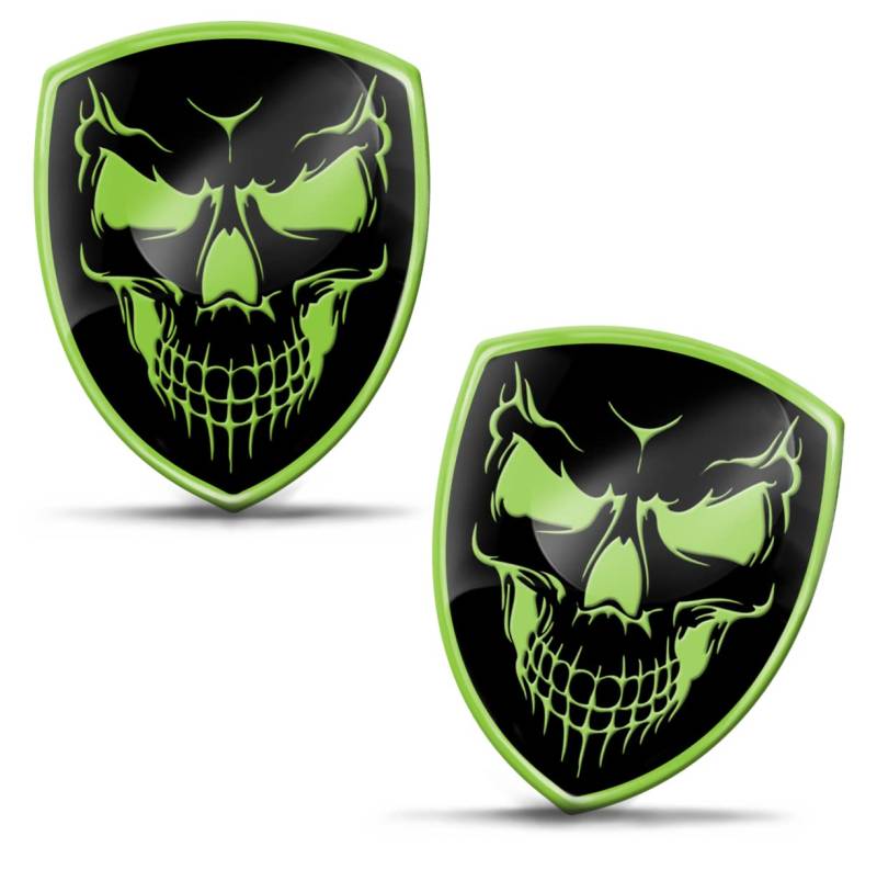 Biomar Labs 2 x Aufkleber 3D Gel Silikon Schädel Totenkopf Stickers Gift Autoaufkleber Auto Motorrad Fahrrad Fenster Telefon Laptop PC Tablet Tür KS 96 von Biomar Labs