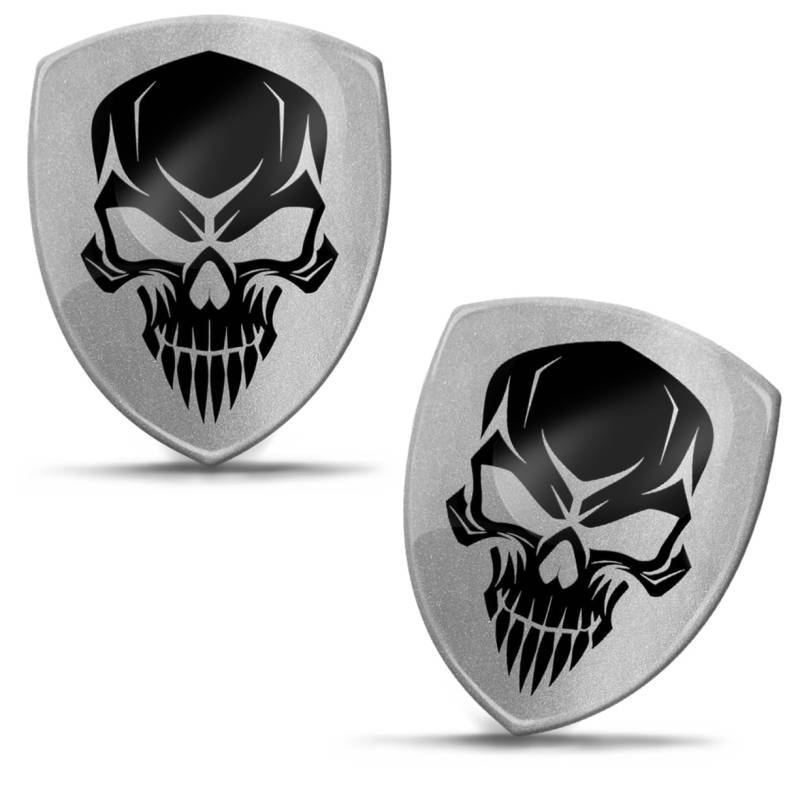 Biomar Labs 2 x Aufkleber 3D Gel Silikon Stickers Autoaufkleber Auto Motorrad Fahrrad Badge Schwarz/Silber Schädel Totenkopf KS 92 New von Biomar Labs