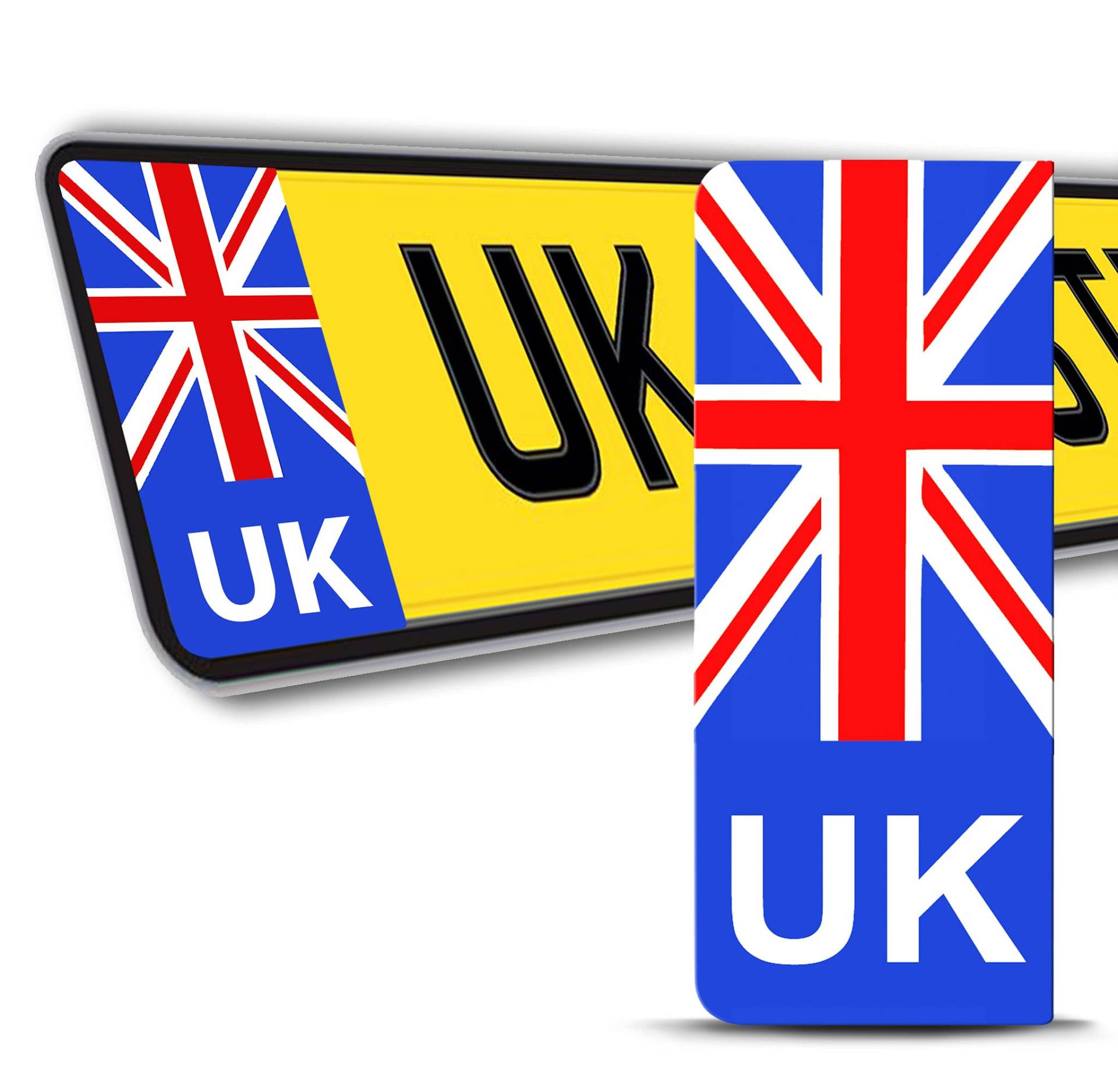 Biomar Labs 2 x Vinyl Aufkleber Nummernschild Kennzeichen JDM Tuning Auto Motorrad UK Großbritannien United Kingdom Brexit Stickers QV 9 von Biomar Labs