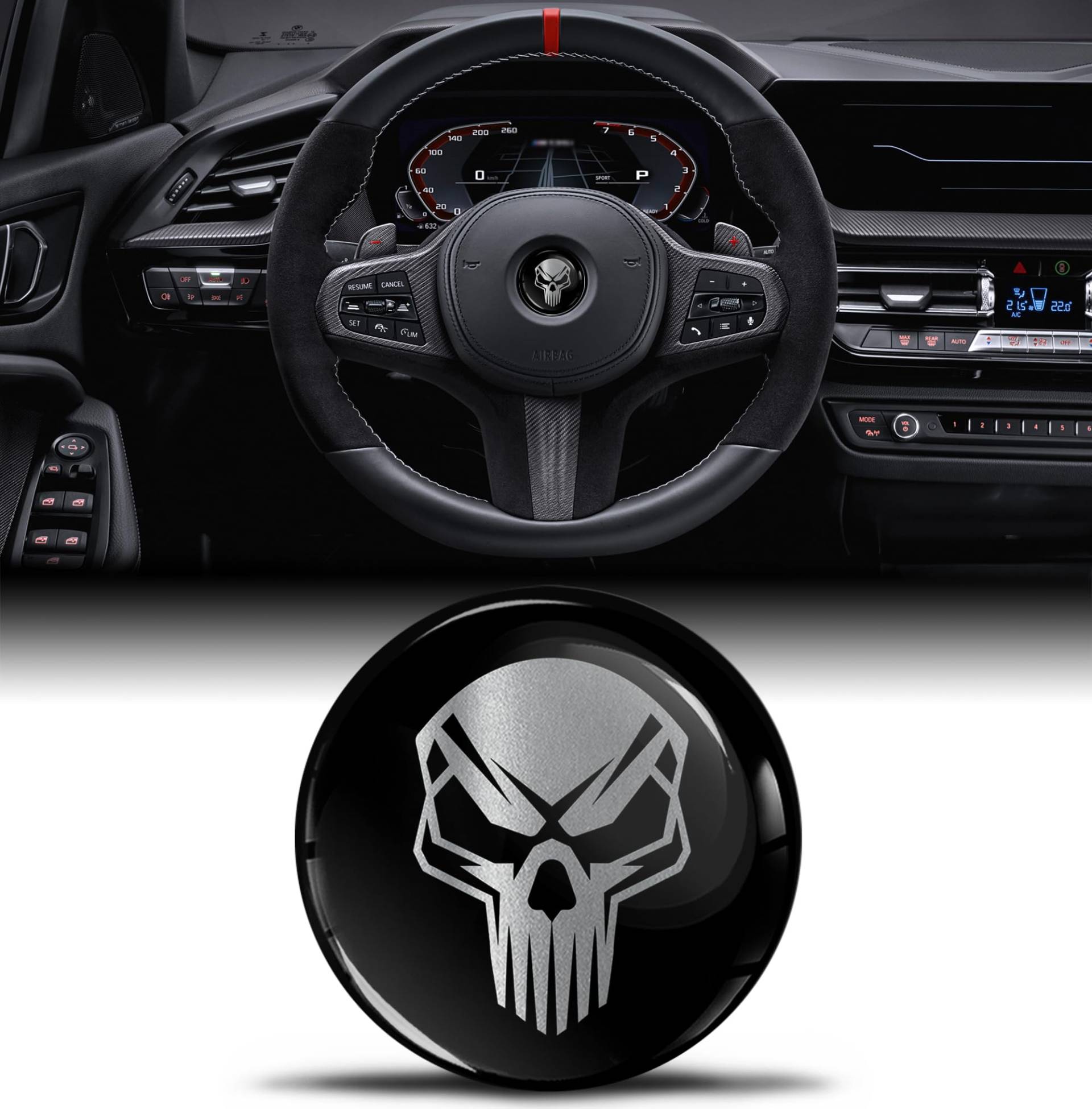 Biomar Labs 3D Silikon Aufkleber Kompatibel mit BMW 36131181082 Emblem Lenkrad 45mm Plakette Zubehör Teile Decals Lenkrad Dekoration Schädel Totenkopf Silber Schwarz V 19 Biomar Labs 3D Silikon Aufkleber Kompatibel mit BMW 36131181082 Emblem Lenkrad 45mm Plakette Zubehör Teile Decals Lenkrad Dekoration Schädel Totenkopf Silber Schwarz V 19 von Biomar Labs