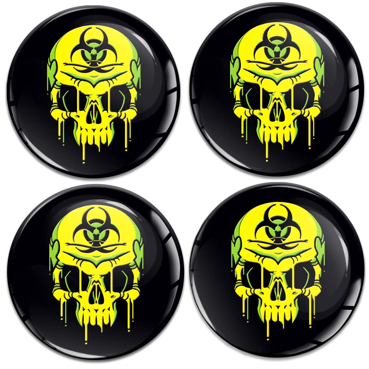 Biomar Labs 4 x 45 mm 3D Gel Silikon Aufkleber für Radkappen Felgendeckel Abdeckung Rad-Aufkleber Totenkopf Schwarz Gelb A 4445 Biomar Labs 4 x 45 mm 3D Gel Silikon Aufkleber für Radkappen Felgendeckel Abdeckung Rad-Aufkleber Totenkopf Schwarz Gelb A 4445 von Biomar Labs