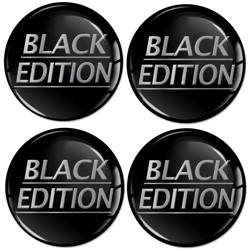Biomar Labs 4 x 45 mm 3D Gel Silikon Aufkleber für Radkappen Felgendeckel Abdeckung Rad-Aufkleber Schwarz Silber Black Edition A 2945 von Biomar Labs
