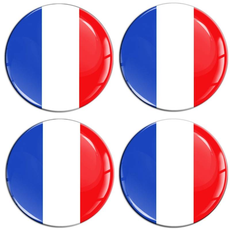 Biomar Labs 4 x 45mm 3D-Silikon-Aufkleber Für Radkappen Nabenkappen Radnabendeckel Rad-Aufkleber Nabendeckel Frankreich Französische Flagge V 35 von Biomar Labs