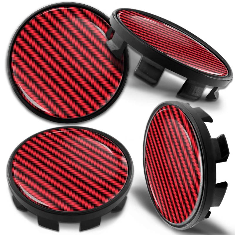 Biomar Labs 4 x 68mm Nabendeckel Kompatibel mit BMW 36136783536 Felgendeckel Radnabenabdeckung Nabenkappen Felgenkappen Radkappen Alufelgen Rot Schwarz Carbon CBZ 12 von Biomar Labs
