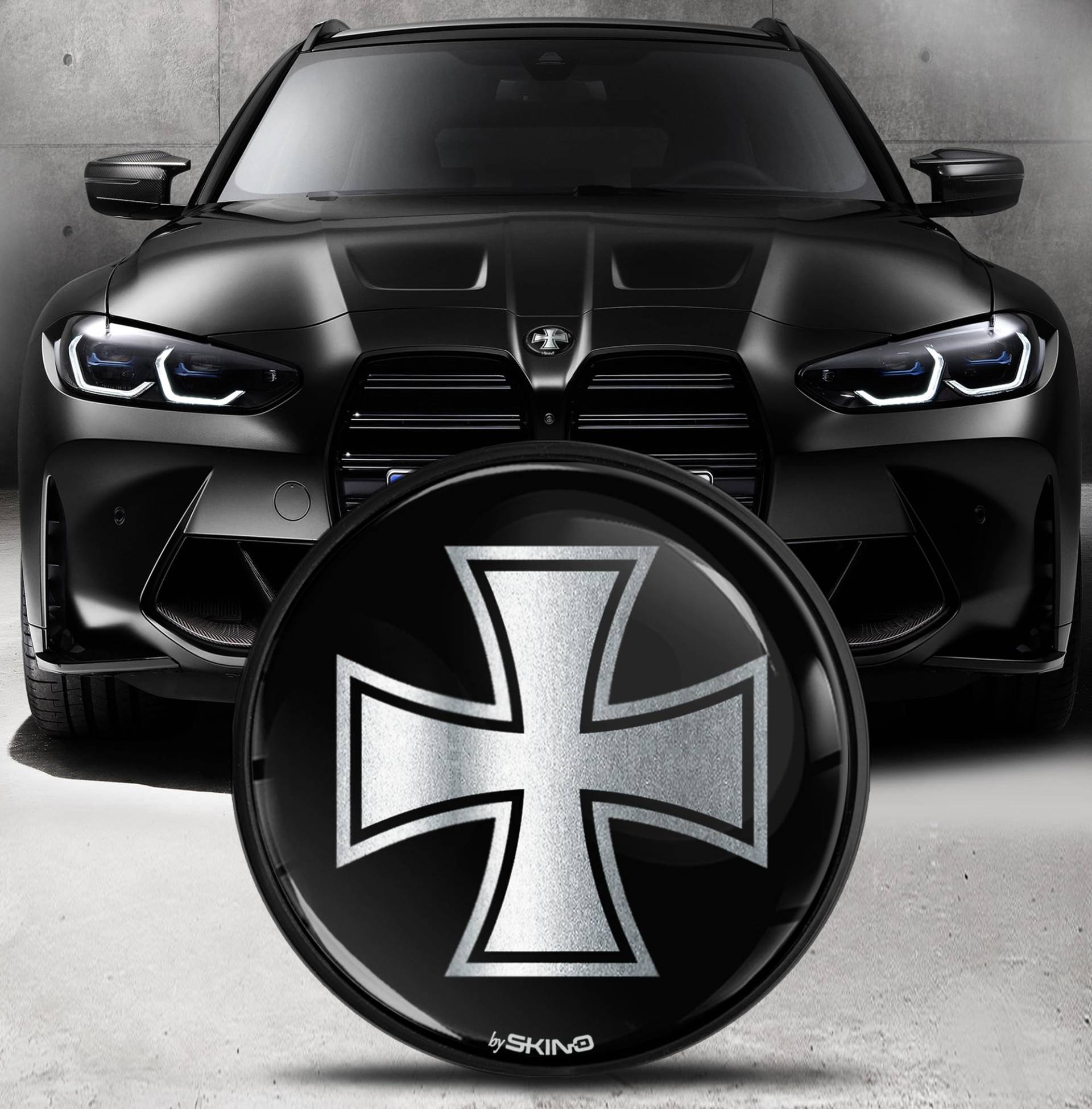 Biomar Labs Kompatibel mit BMW Emblem 51148132375 Motorhaube/Kofferraum Plakette Abzeichen 82mm Silber Schwarz EO 20 von Biomar Labs