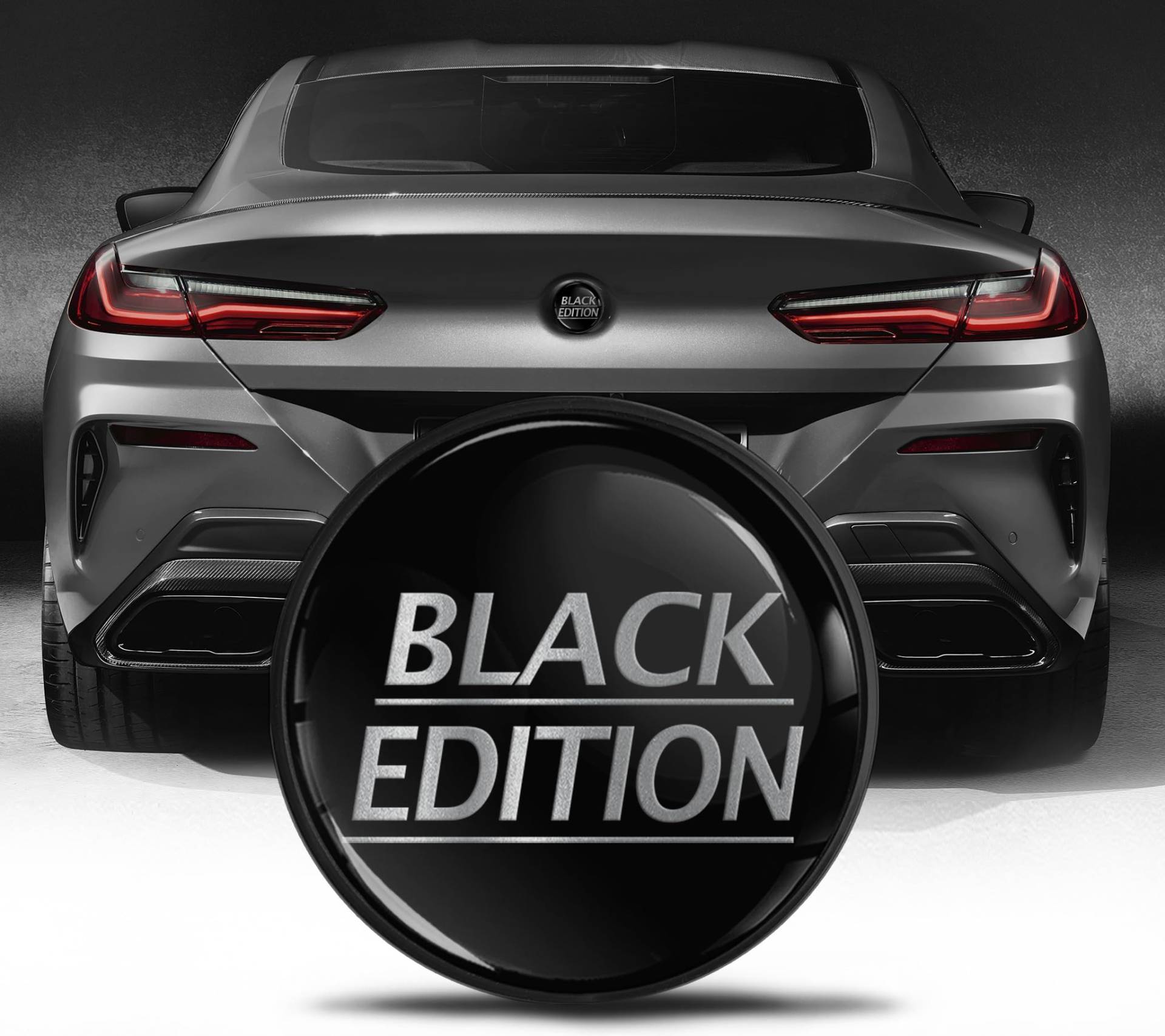 Biomar Labs Kompatibel mit BMW Emblem 51148219237 Kofferraum Abzeichen 74mm Heckklappe Silber Black Edition EZ 10 von Biomar Labs