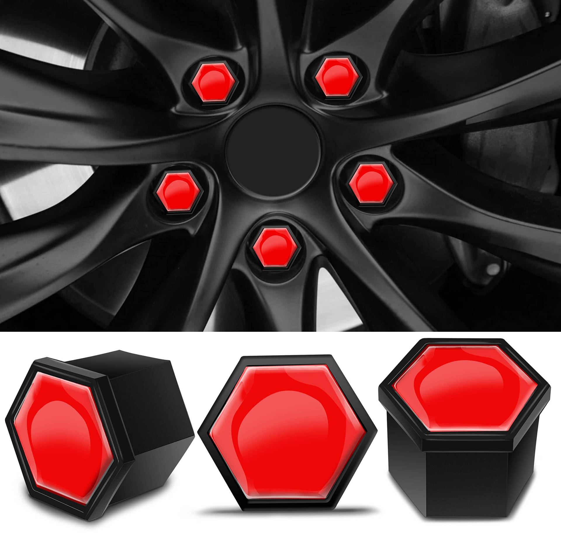 Biomar Labs Radmutternabdeckungen mit Verriegelungsbolzenkappen, universell, 17 mm, Rot glänzend NB 2 Biomar Labs Radmutternabdeckungen mit Verriegelungsbolzenkappen, universell, 17 mm, Rot glänzend NB 2 von Biomar Labs