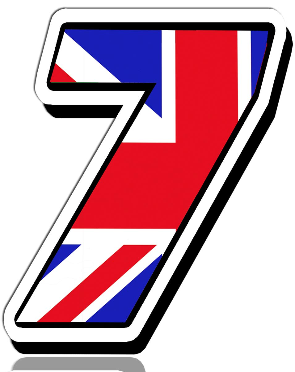 Biomar Labs® Startnummer Nummern Auto Moto Vinyl Aufkleber Grossbritannien England UK Nationalflagge Flagge Sticker Motorrad Motocross Motorsport Racing Nummer Tuning 7, N 297 von Biomar Labs