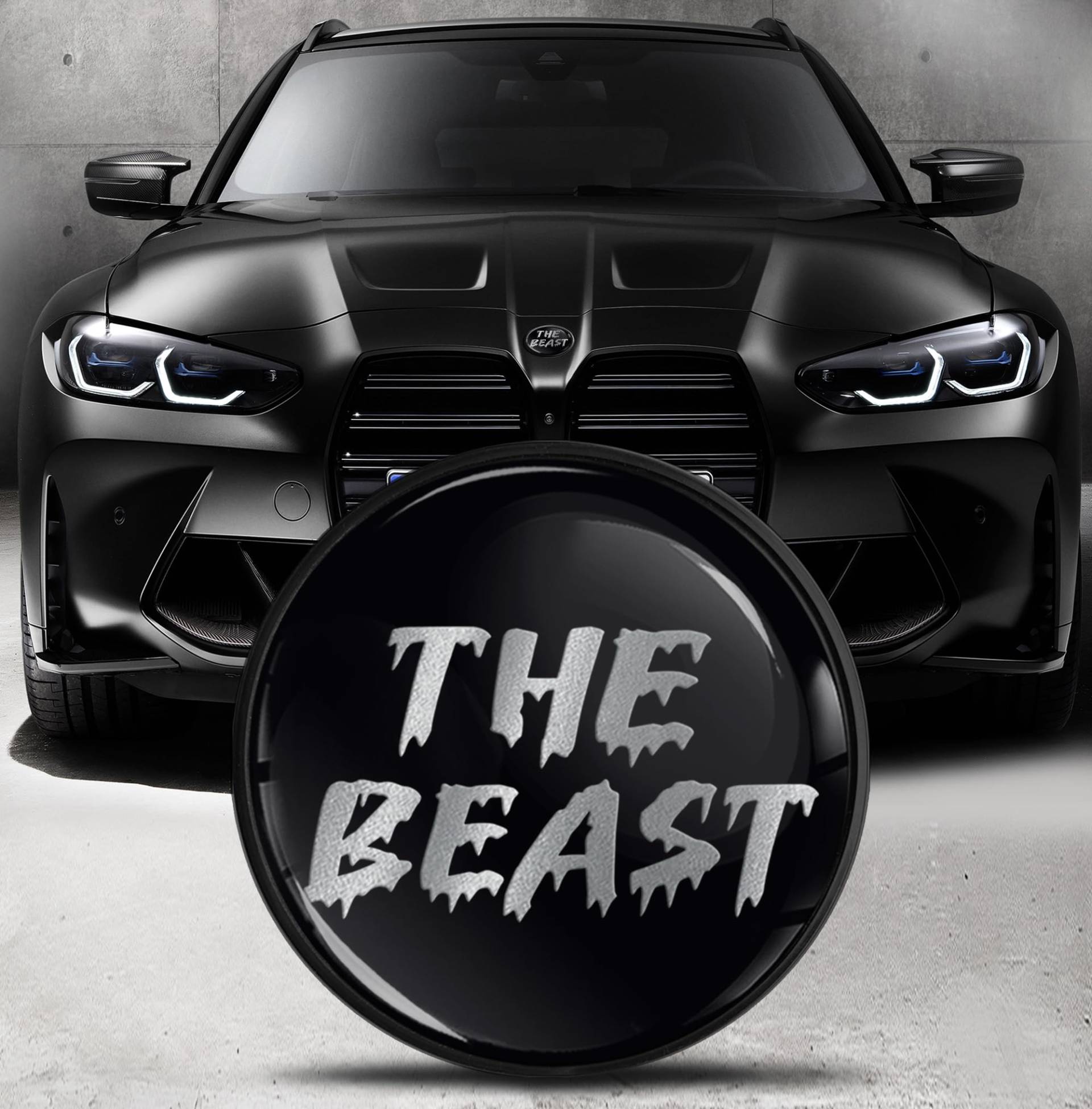 Kompatibel mit BMW Emblem 51148132375 Front/Motorhaube/Kofferraum-Tuning-Logo 82 mm Silber Biest Beast Logo EO 26 von Biomar Labs