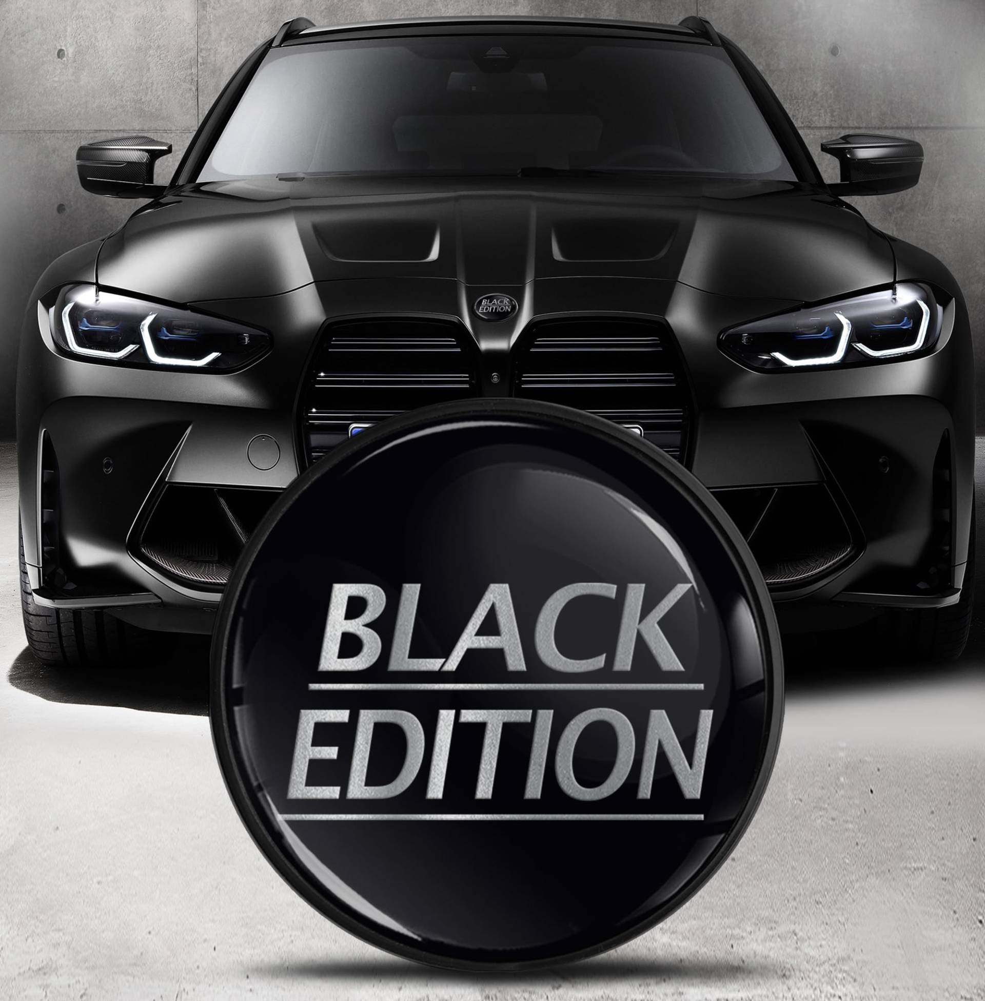 Kompatibel mit BMW Emblem 51148132375 Front/Motorhaube/Kofferraum-Tuning-Logo 82 mm Silber Black Edition Logo EO 10 von Biomar Labs