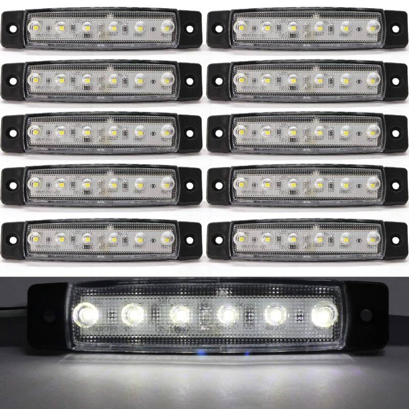 LED Seitenmarkierungsleuchten Positionsanzeigen Weiß 12V Wasserdichte LED Seitenlampen für Lkw Anhänger Lkw Kabine Bus Traktor 10 stücke von Biqing
