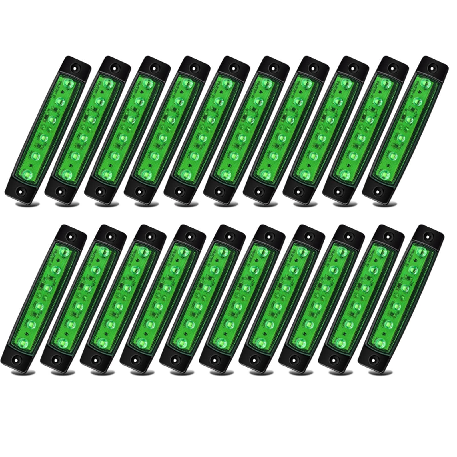 20 Stück 24 V LED-Seitenmarkierungsleuchten, grüne LED-Seitenmarkierungsleuchten für vorne und hinten, für Anhänger, LKWs, Lieferwagen, Anhänger, LKW von Biqing