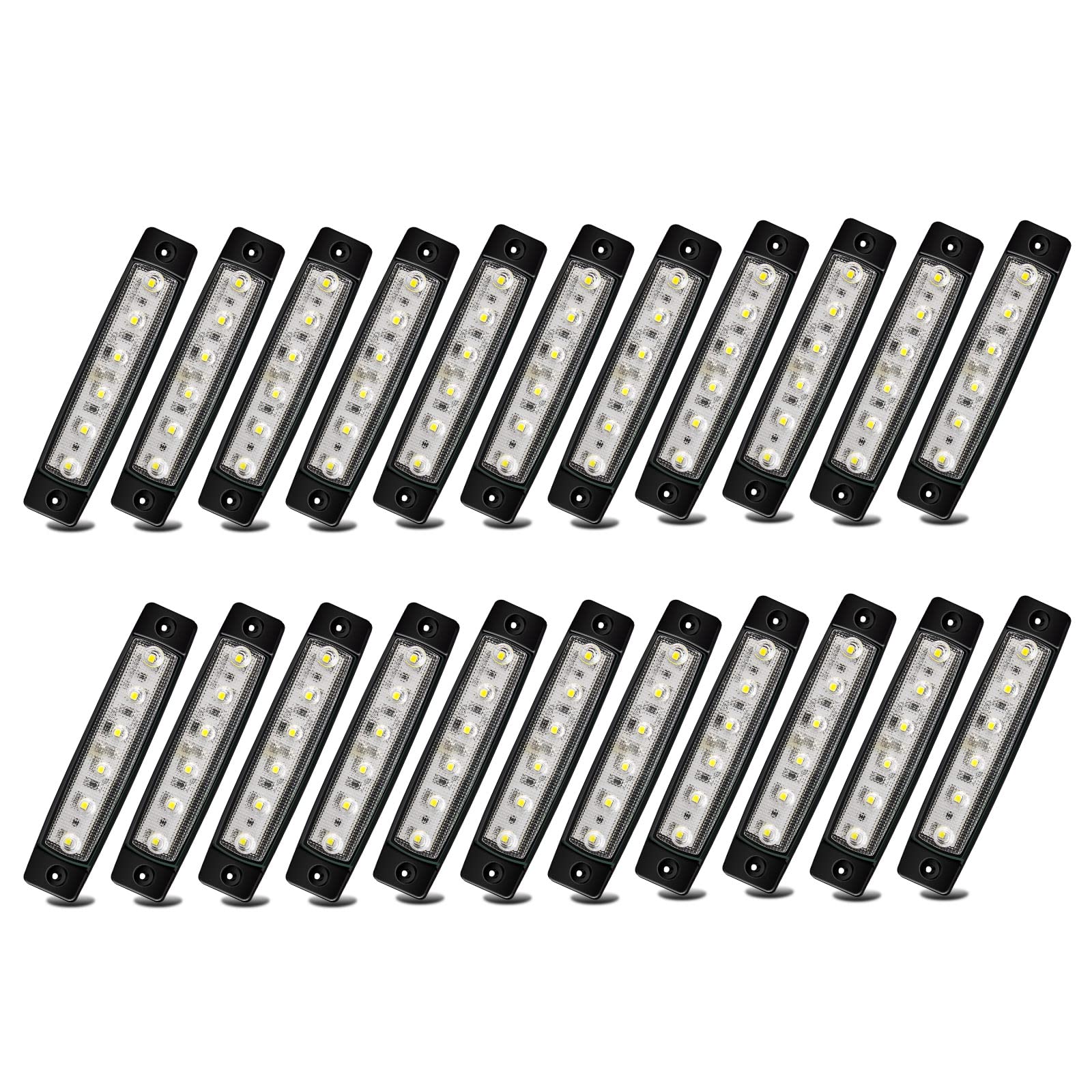 20 x 24 V LED-Seitenmarkierungsleuchten, weiße LED-Seitenmarkierungsleuchten, für vorne und hinten, für Anhänger, LKWs, Lieferwagen, Anhänger, LKWs, Anhänger, LKW. von Biqing
