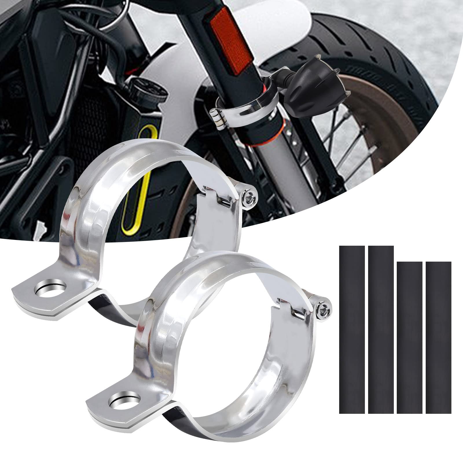 Biqing 2 x Motorrad-Blinker-Halterung, 32–41 mm, Metall, modifizierte Blinker, Blinker, Halterung, Klemme, Vordergabel (Silber) von Biqing
