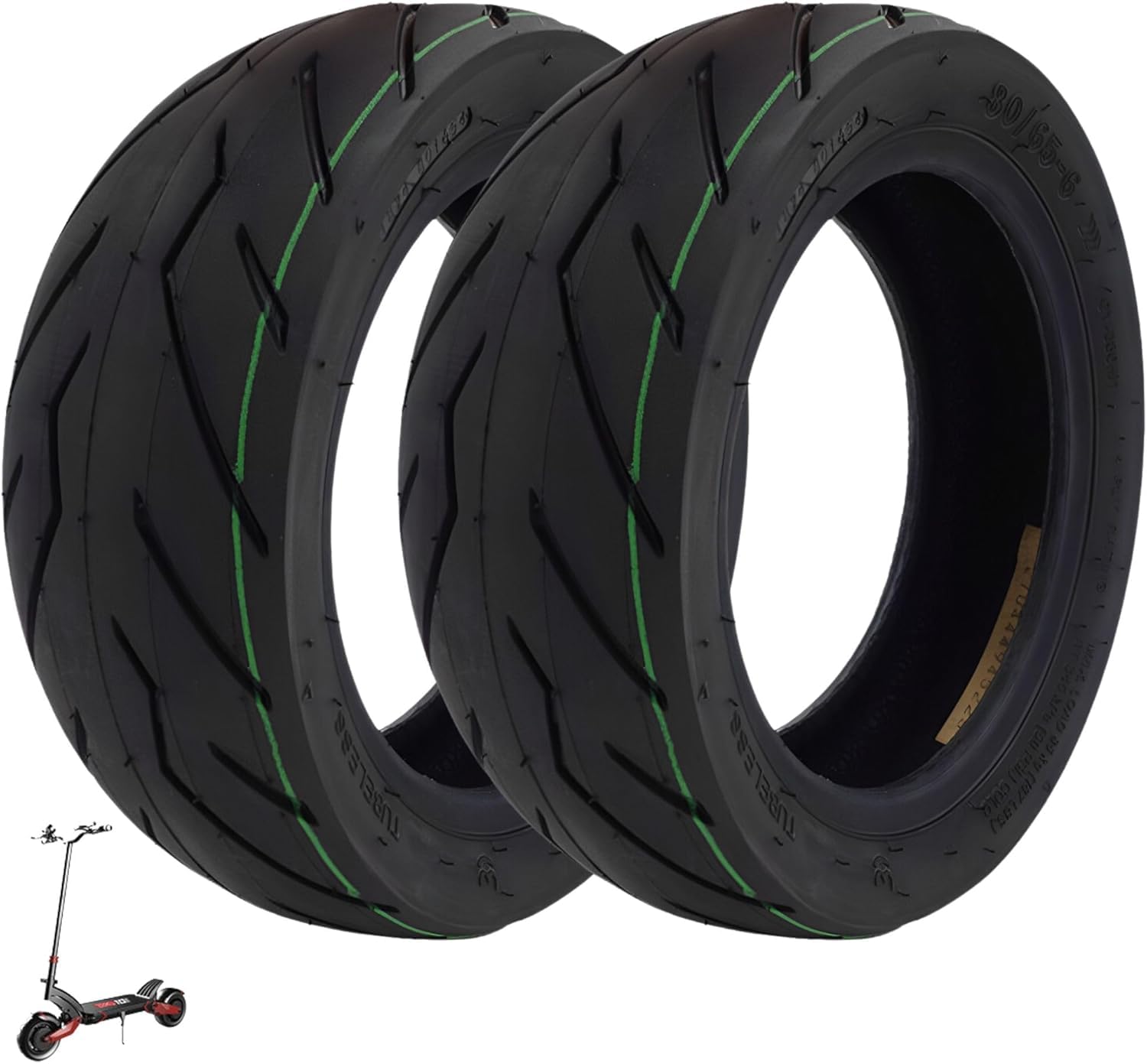 BITUME 2 x verstärkte Tubeless-Reifen 80/65-6 (10 x 3) für Elektroroller Dualtron Victor Zero10x Kaabo Mantis 10 Wegoboard Blaster Speedtrott RX 2000 für Vorder- und Hinterrad von Bitume