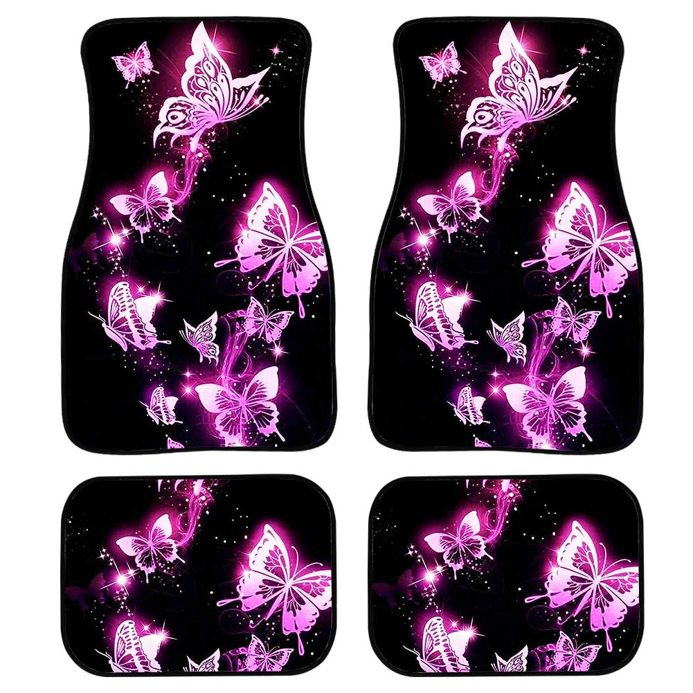Biyejit Pink Butterfly 4 Stück Auto Fußmatten für vorne und hinten Bodenmatten Anti-Rutsch Teppich Universal Passform für die meisten Autos Allwetterschutz Biyejit Pink Butterfly 4 Stück Auto Fußmatten für vorne und hinten Bodenmatten Anti-Rutsch Teppich Universal Passform für die meisten Autos Allwetterschutz von Biyejit