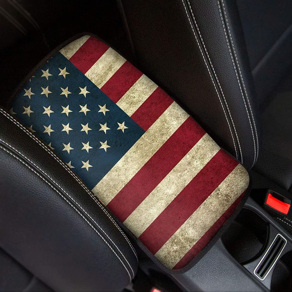 Biyejit Universale Armlehnen-Abdeckungen mit amerikanischer Flagge, weich, langlebig, Auto-Armlehnen-Box, Schutzpolster für Autozubehör von Biyejit