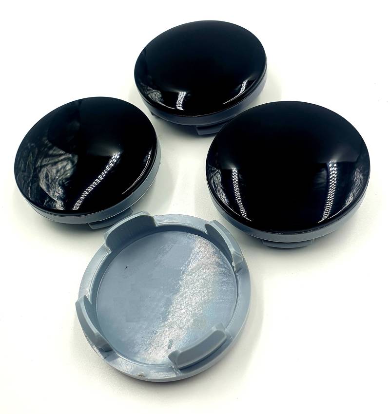 BizTech ® 4 x universelle Schwarze Radkappen-Set für Auto-Leichtmetallräder, ohne Logo, einfaches Emblem, 54 mm, kompatibel mit Mini Cooper, Ford, Suzuki, VW von BizTech