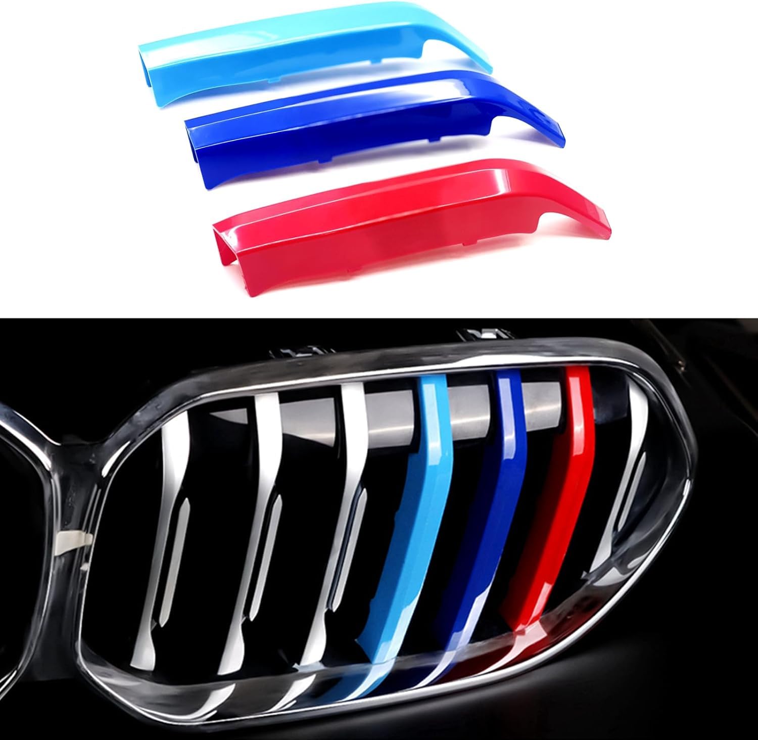 BizTech ® Kühlergrill-Einsätze zum Anklippen, kompatibel mit Serie 2, F22, F23, F44, F45, F46, Motorhaube, Nieren-Sportstreifen, Abdeckung (F44 ab 2021, 7 Strahlen) von BizTech