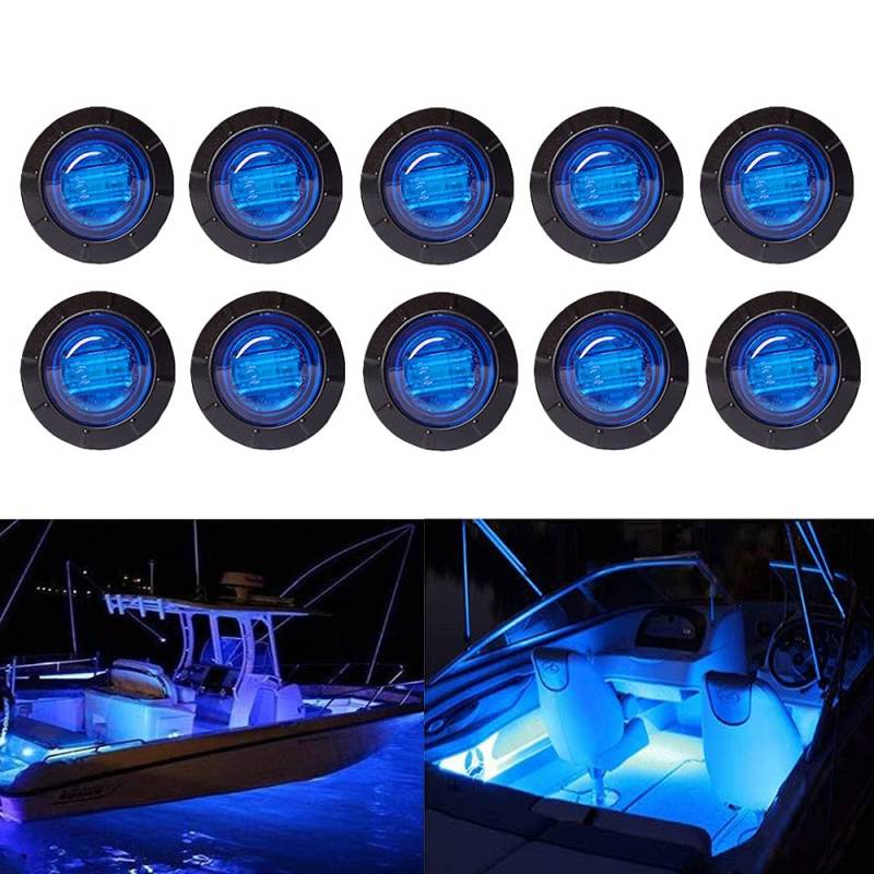Bkinsety 10Pcs 3/4" Runde LED Vorne Hinten Seitenmarkierungsanzeigen Licht Universal für LKW Anhänger Van Caravan Auto (Blau) von Bkinsety
