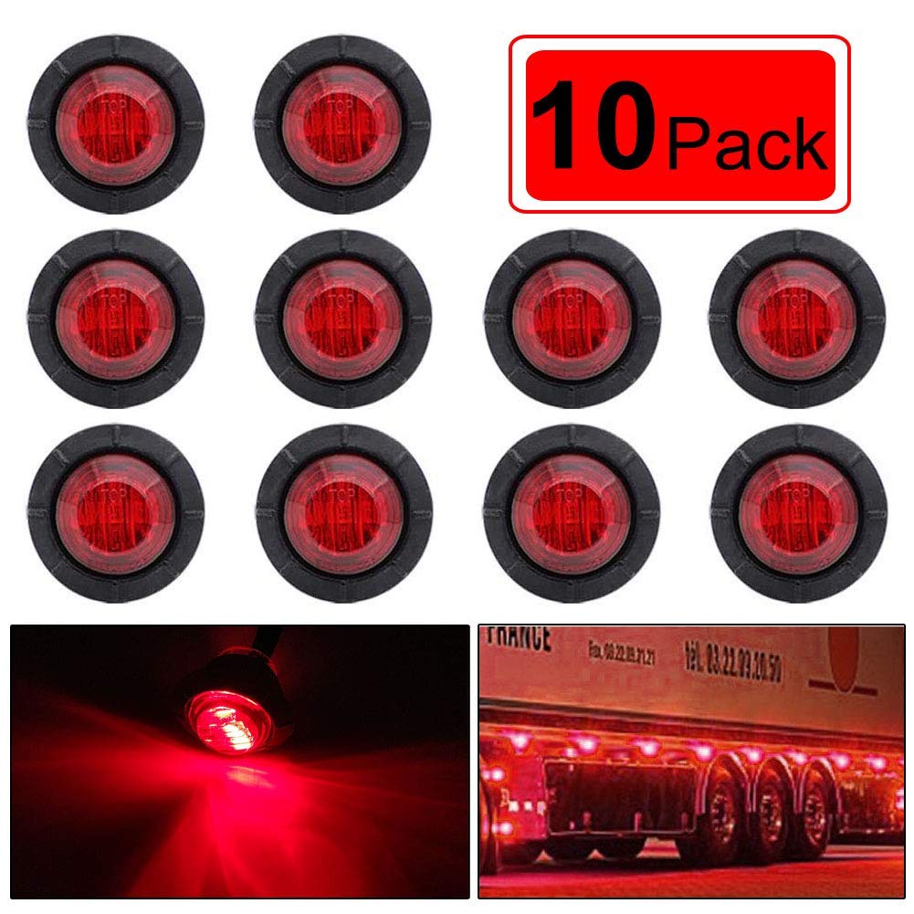 Bkinsety 10Pcs 3/4 " Runde LED Vorne Hinten Seitenmarkierungsanzeigen Licht Universal für LKW Anhänger Van Caravan Auto (Rot) von Bkinsety