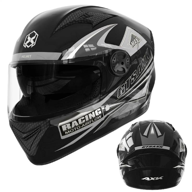 Bkljkf Motorrad Integralhelm Vollvisierhelm Mopedhelm Mit Sonnenblende Motorradhelm Integralhelm Mit Doppelvisier Fullface Helm Rollerhelm Sturzhelm Modularer Helm, Alle Jahreszeiten 54–61cm von Bkljkf