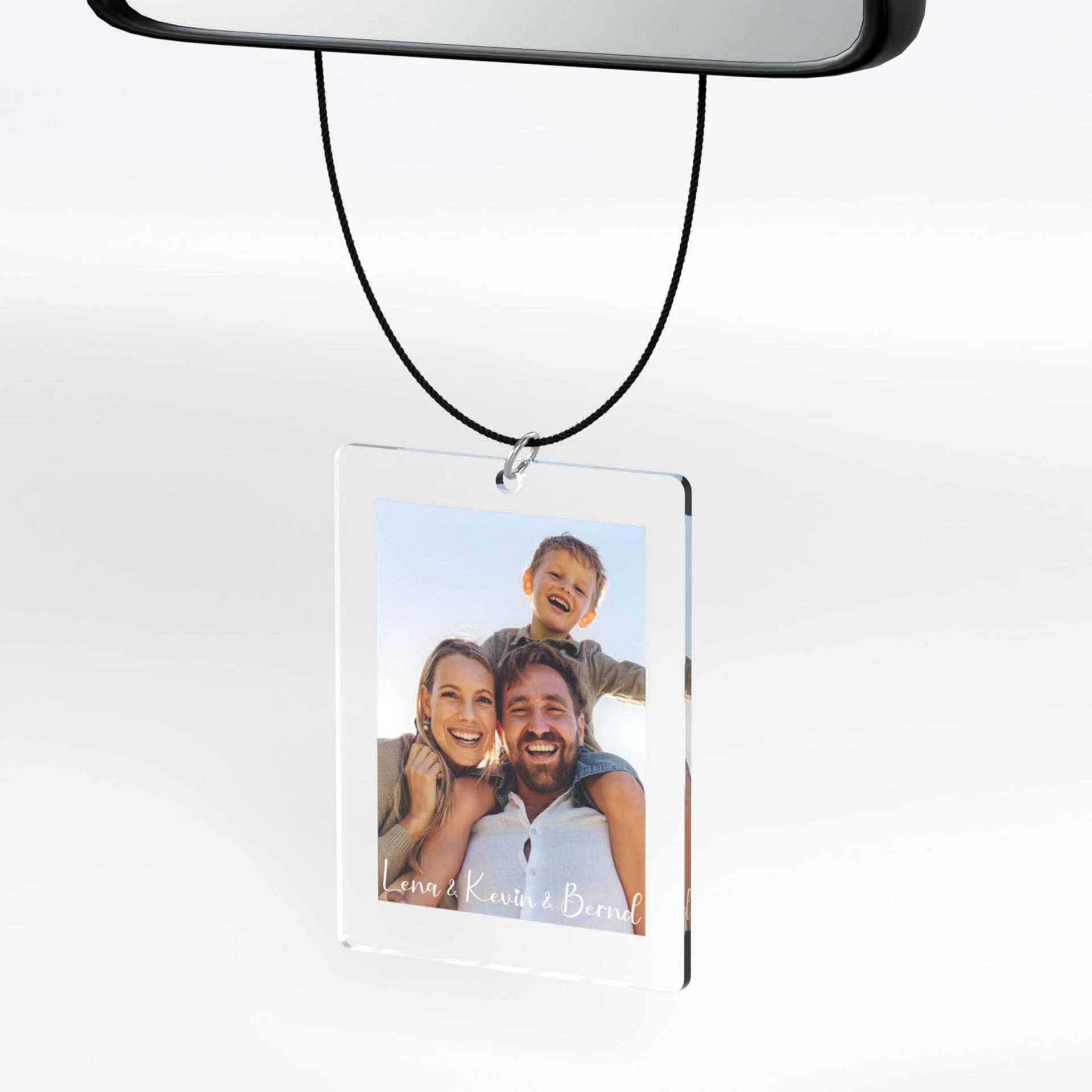 Bl4ckPrint Foto Spiegelanhänger personalisiert mit Foto und Wunschtext - Beidseitig bedruckt aus Acrylglas - Auto Anhänger für Spiegel - Autogeschenk von Bl4ckPrint