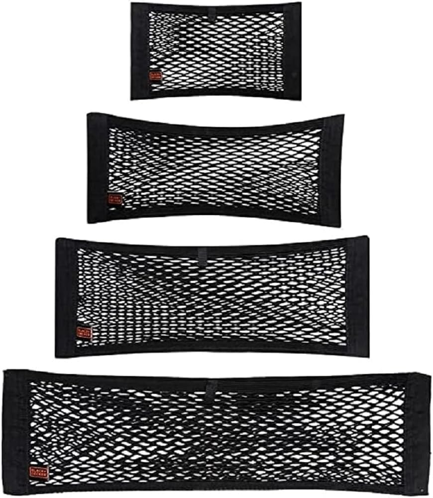 BLACK+DECKER Gepäcknetz Auto 4-TLG. - Aufbewahrung - 4 Verschiedene Maße - Schwarz von Black+Decker