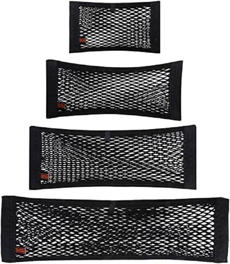 BLACK+DECKER Gepäcknetz Auto 4-TLG. - Aufbewahrung - 4 Verschiedene Maße - Schwarz von BLACK+DECKER
