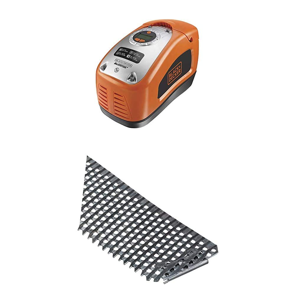 Black+Decker Kompressor (11 bar / 160PSI, Luftpumpe, Digitale Druckeinstellung, Kabelfächer, beleuchtete Skala) Mehrfarbig rot/schwarz + Stanley Surform Standard Ersatzblatt von Black+Decker