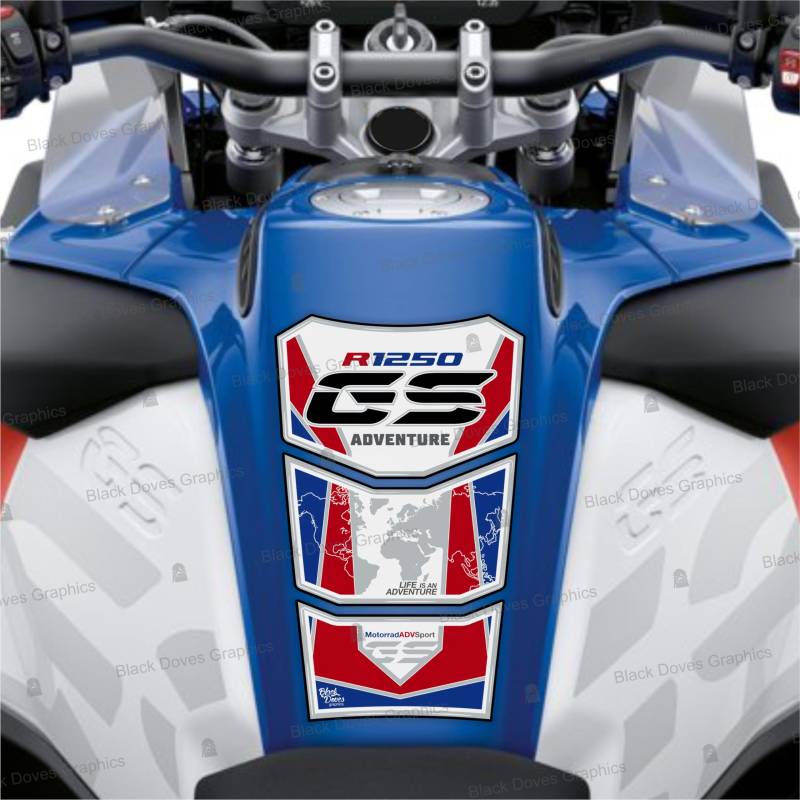 Schutz Tankschutzaufkleber mit Harz beschichtet kompatibel mit R1250 GS ADVENTURE 2019 TANK PAD PROTECTIVE 3D R1250GS ADV von Black Doves Graphics