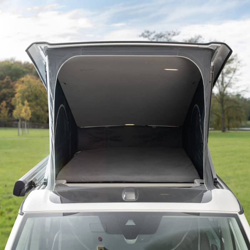Black Forest Fox Wohnmobil Camper Schonbezug Heckbett Hochbett Faltbett für VW T5 T6 T6.1 Beach Ocean Grand 600 680 (Grau T6.1 California 2 TLG. Aufstelldach) von Black Forest Fox