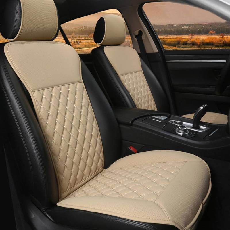 Black Panther 1 Paar Luxus Sitzauflagen Auto mit Rückenlehne Autozubehör Geeignet für Vier Jahreszeiten, Keine Sitzheizung (Beige) von Black Panther