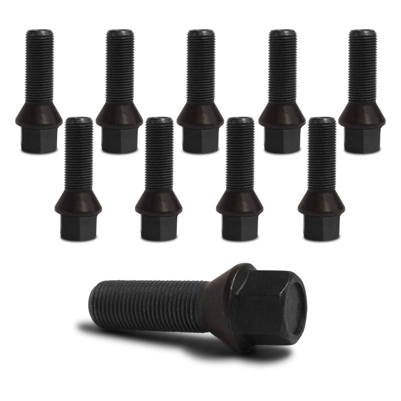 BlackLine Radschrauben M14x1,25 Kegelbund 35mm lang SW 17mm Schwarz (10 Stk.) - XM1425KE35W von BlackLine by SCC