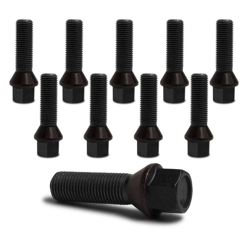 BlackLine Radschrauben M14x1,5 Kegelbund 40mm lang SW 17mm Schwarz (10 Stk.) - XM1415KE40W von BlackLine by SCC