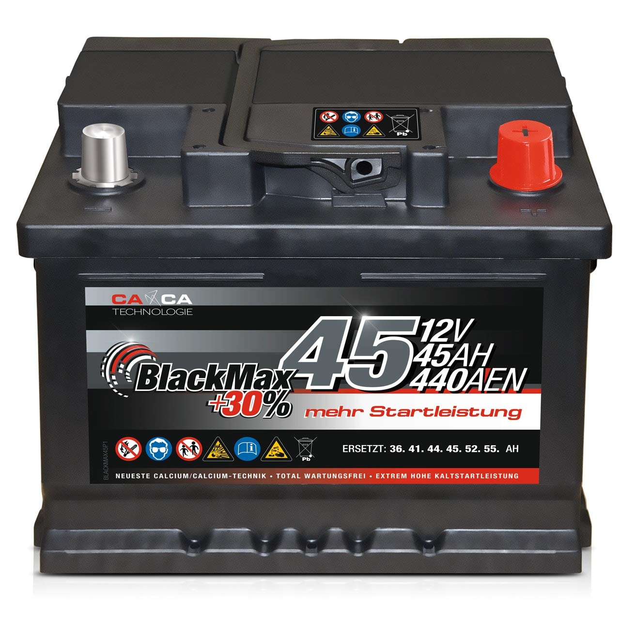 Autobatterie 12V 45Ah 440A/EN BlackMax PKW-Batterie statt 36Ah 41Ah 43Ah 44 Ah 46Ah von BlackMax