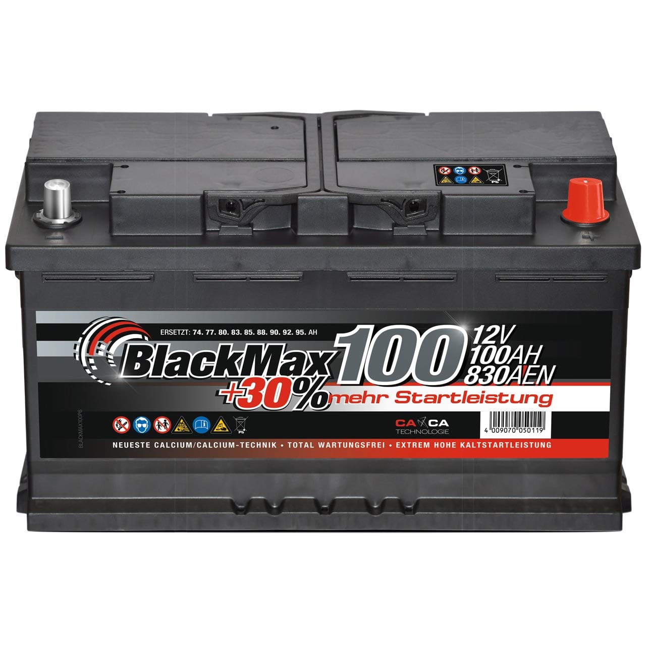 BlackMax Autobatterie 12V 100Ah 800A Starterbatterie MAX95 +30 Edition ersetzt 85Ah 88Ah 92Ah 95Ah von BlackMax