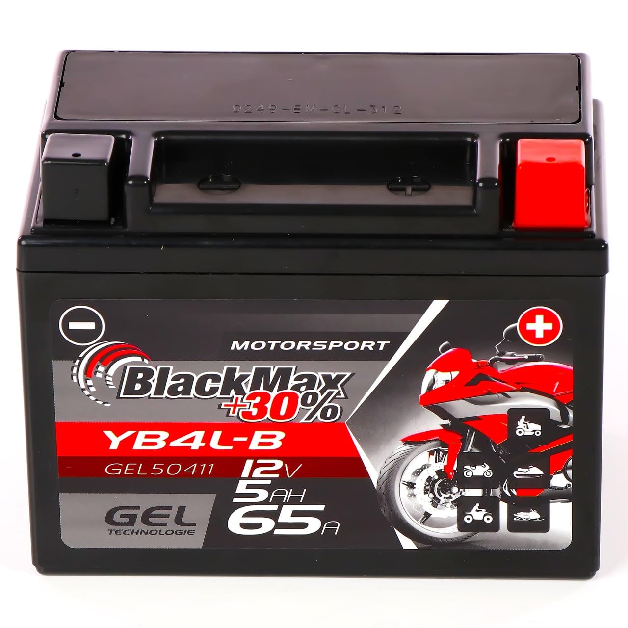 BlackMax YB4L-B GEL Rollerbatterie 12V 5Ah CB4L-B 50411 wartungsfrei FB4L-B GB4L-B SLA4L-BS von BlackMax
