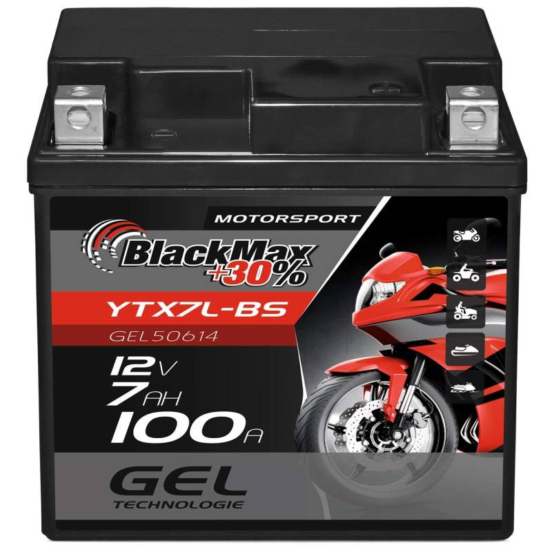 BlackMax YTX7L-BS Motorradbatterie GEL 12V 7Ah CTX7L-BS Batterie Roller 7Ah 6Ah von BlackMax