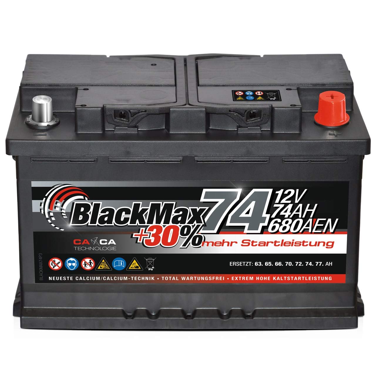PKW Batterie Autobatterie 12V 74Ah BlackMax Starterbatterie statt 70Ah 72Ah 75Ah von BlackMax