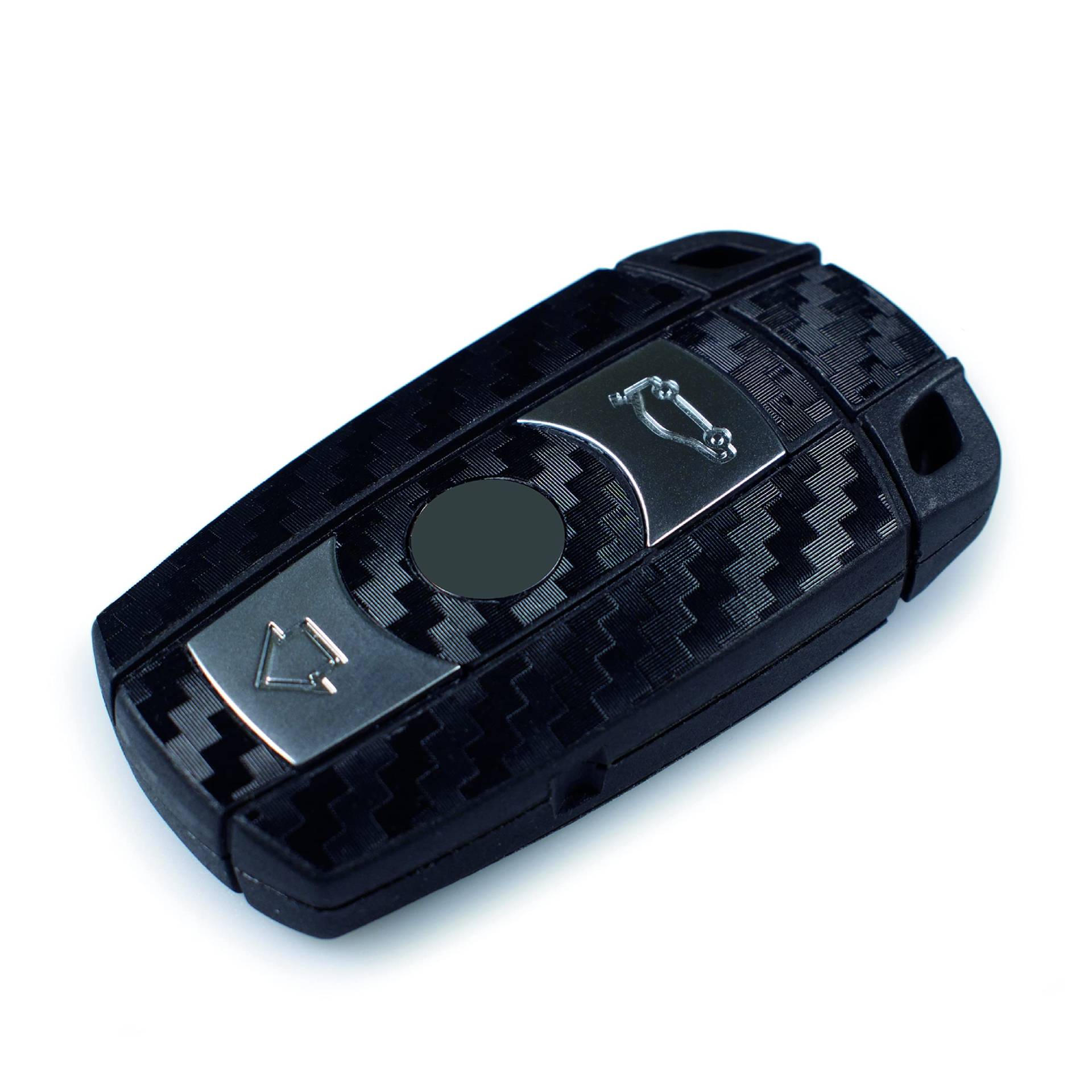 Blackshell® Schlüsselfolie 2x in 3D Carbon Schwarz für Ihren 3-Tasten Schlüssel inkl. Ersatzset – Schutzhülle, Schlüsselhülle von Blackshell