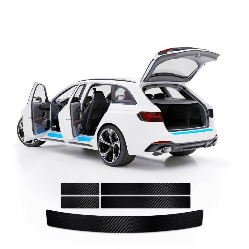 Blackshell® Basic Lackschutz Set kompatibel mit VW Taigo | Bj. ab 2021 Carbon Matt - passgenauer Ladekantenschutz, Einstiegsleisten inkl. Profi Rakel von Blackshell