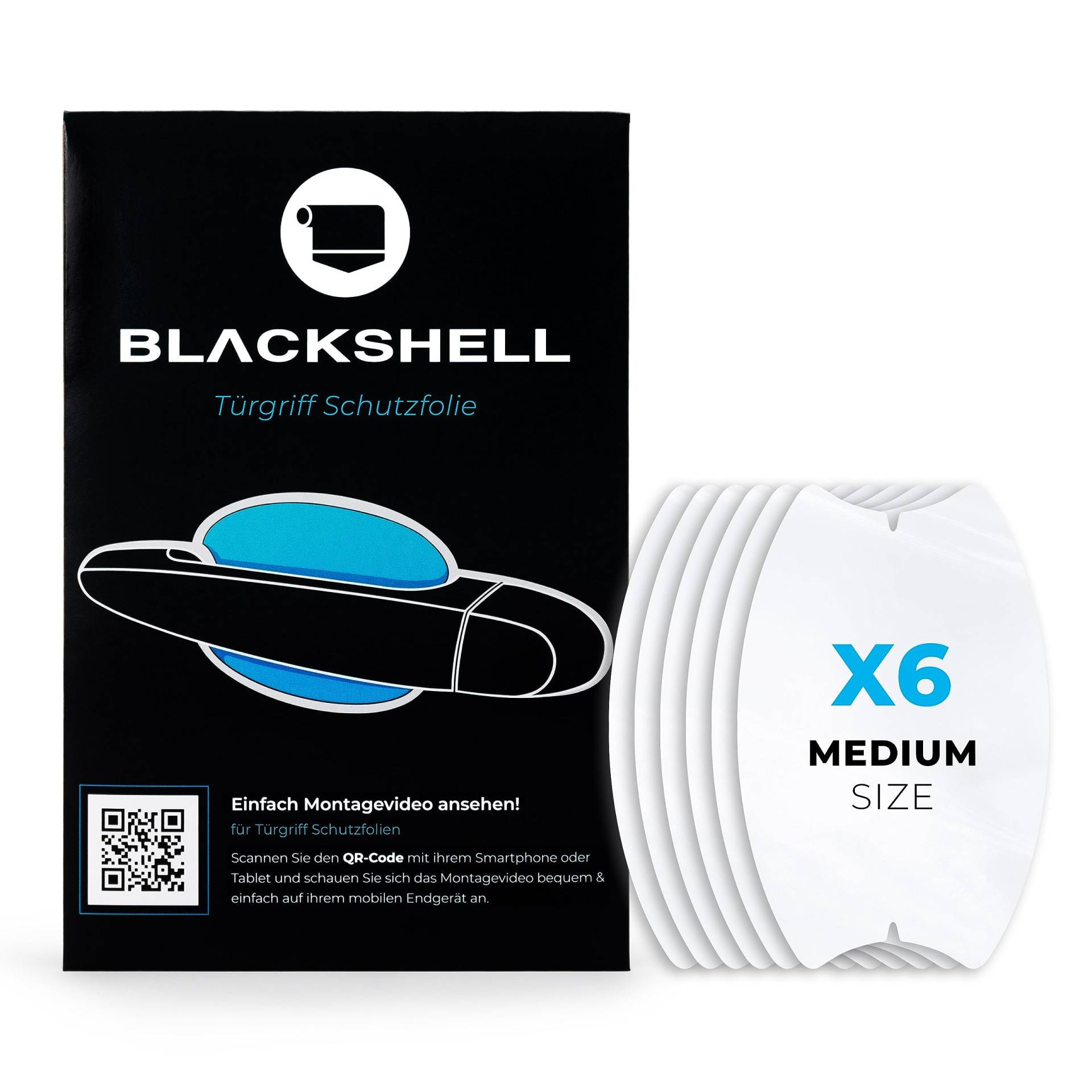 Blackshell® Lackschutzfolie für Auto Türmulden/Griffschalen Türgriff Schutz Größe M - Transparentes 6 teiliges Folienset als Kratzschutz von Blackshell