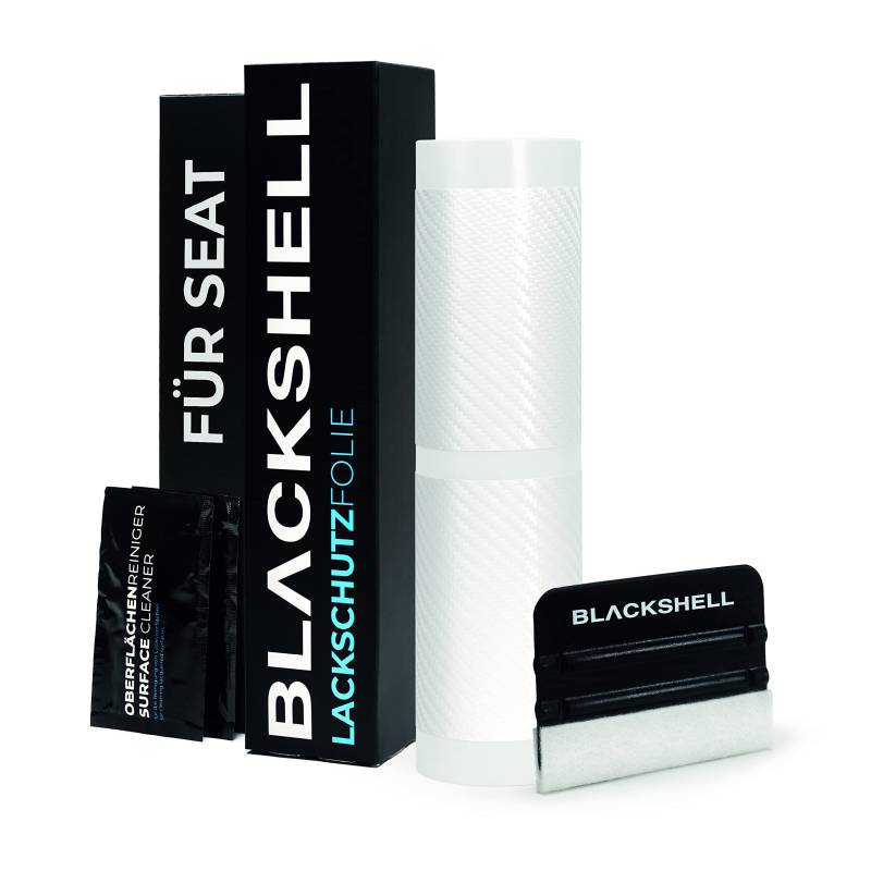 Blackshell® Lackschutzfolie passend für Seat Leon | Typ 5F | Bj. 2013-2020 Carbon weiß - passgenaue Einstiegsleistenschutz Folie inkl. Set für Folierung von Blackshell