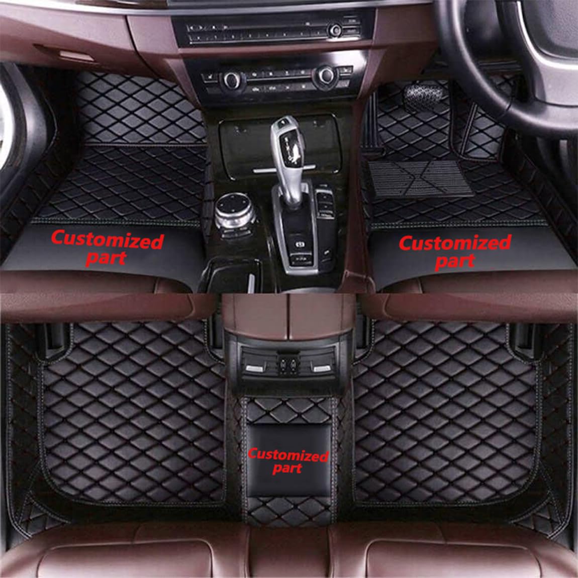 Anpassen Fußmatten für Jaguar XF XE XJ E-Pace F-Pace F-Type X-Type PU-Leder Auto Fussmatten Set Allwetter wasserdichte rutschfeste Teppich（Schwarz） von Blackwheel