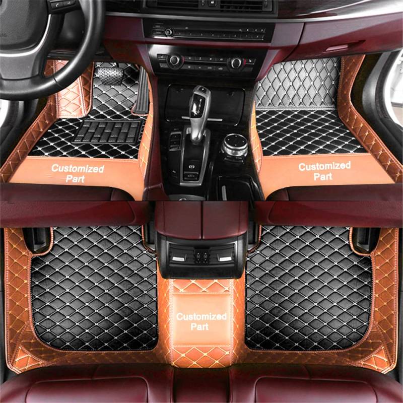 Anpassen Fußmatten für Mazda CX3 CX5 CX7 CX9 CX30 Mazda 2 3 5 6 PU-Leder Auto Fussmatten Set Allwetter wasserdichte rutschfeste Teppich（Gold und Schwarz） von Blackwheel