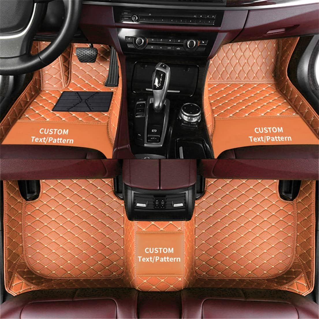 Anpassen Fußmatten für Mercedes Benz A/B/C/E/S/GL/GLA/GLC/GLK/GLS-Klasse PU-Leder Auto Fussmatten Set Allwetter wasserdichte rutschfeste Teppich（Orange） von Blackwheel